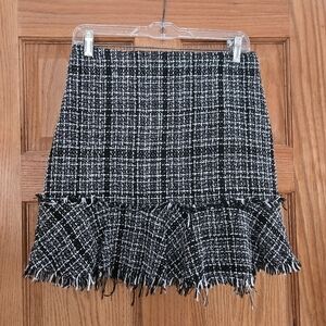 Francesca’s Ayla Tweet Plaid Black/White Skirt Size Large NWT